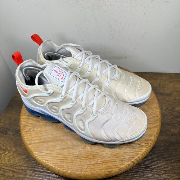 Nike Air Vapormax Plus Men's Sneakers Cream White Blue Size 12 DV2119-100